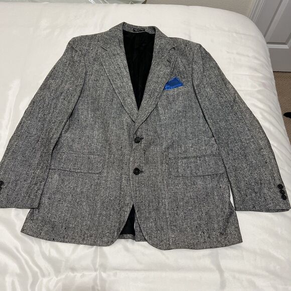 Christian Aujard Silk Blazer Sport Coat Gray Two Button Woven Classic Sz 40S